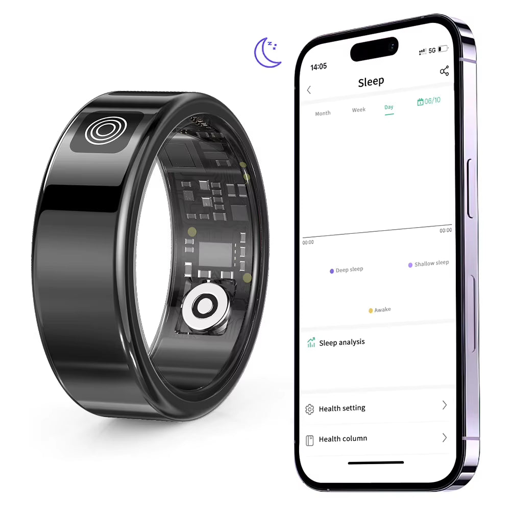 Smart Ring Multi-Sport Modes Health Monitor Bluetooth-Compatible 5.1 Heart Rate Blood Oxygen Sleep Monitoring for Men Women