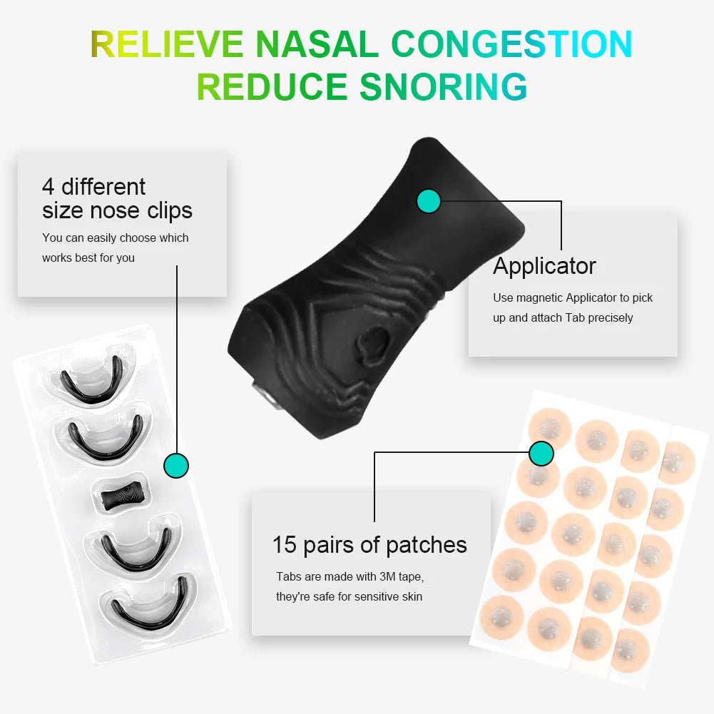 15 Pairs Magnetic Nasal Strips Increase Air Intake Nasal Breathing Dilators Reduce Snoring Breathing Intake Bands for Nighttime